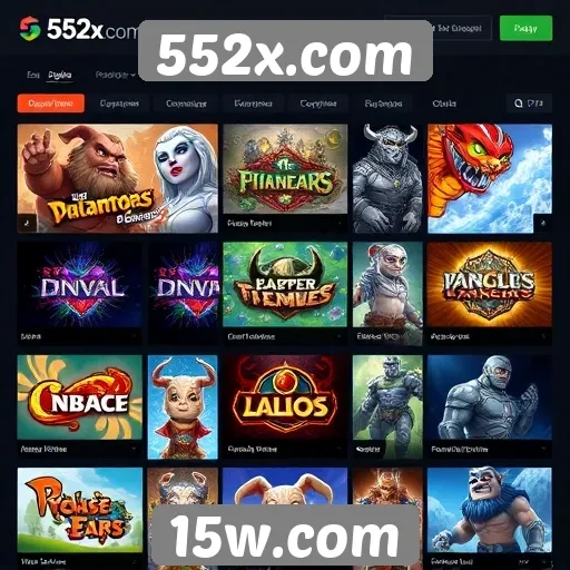 Diversidade de jogos disponíveis em 552x.com